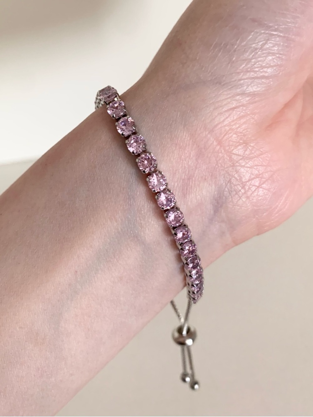 NWOT Pink silver tennis bracelet